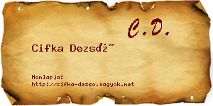 Cifka Dezső névjegykártya